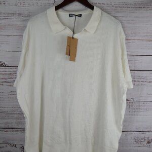 Paul Jones Sweater Shirt Mens XXL 2XL Short Sleeve Knit Pullover White NEW READ
